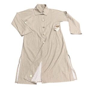 Maralyce Ferree Linen Coat Long Duster Cream Jacket Minimalist Classic Small